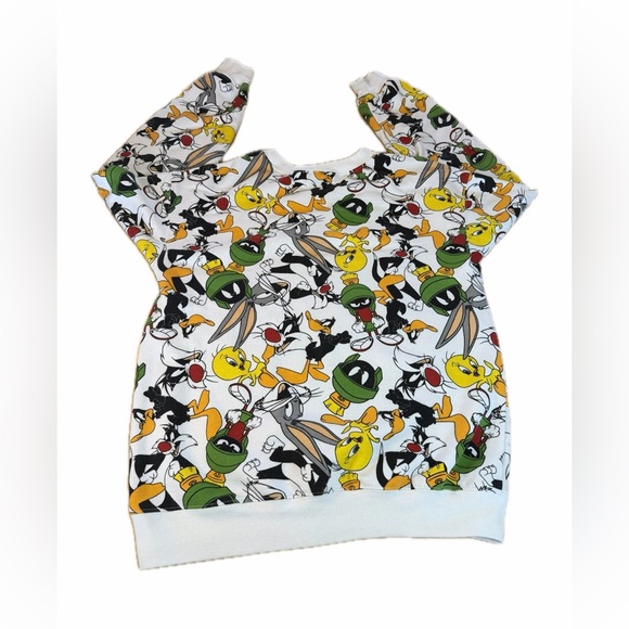 Looney Tunes Sweatshirt All Over Print Bugs Bunny Tweety Etc. Womens Size Medium - Picture 2 of 7
